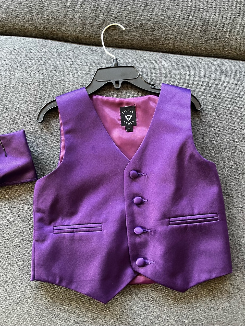 Boys Purple Satin Formal Vest Size 6 Wedding Ring Bearer Little Gents